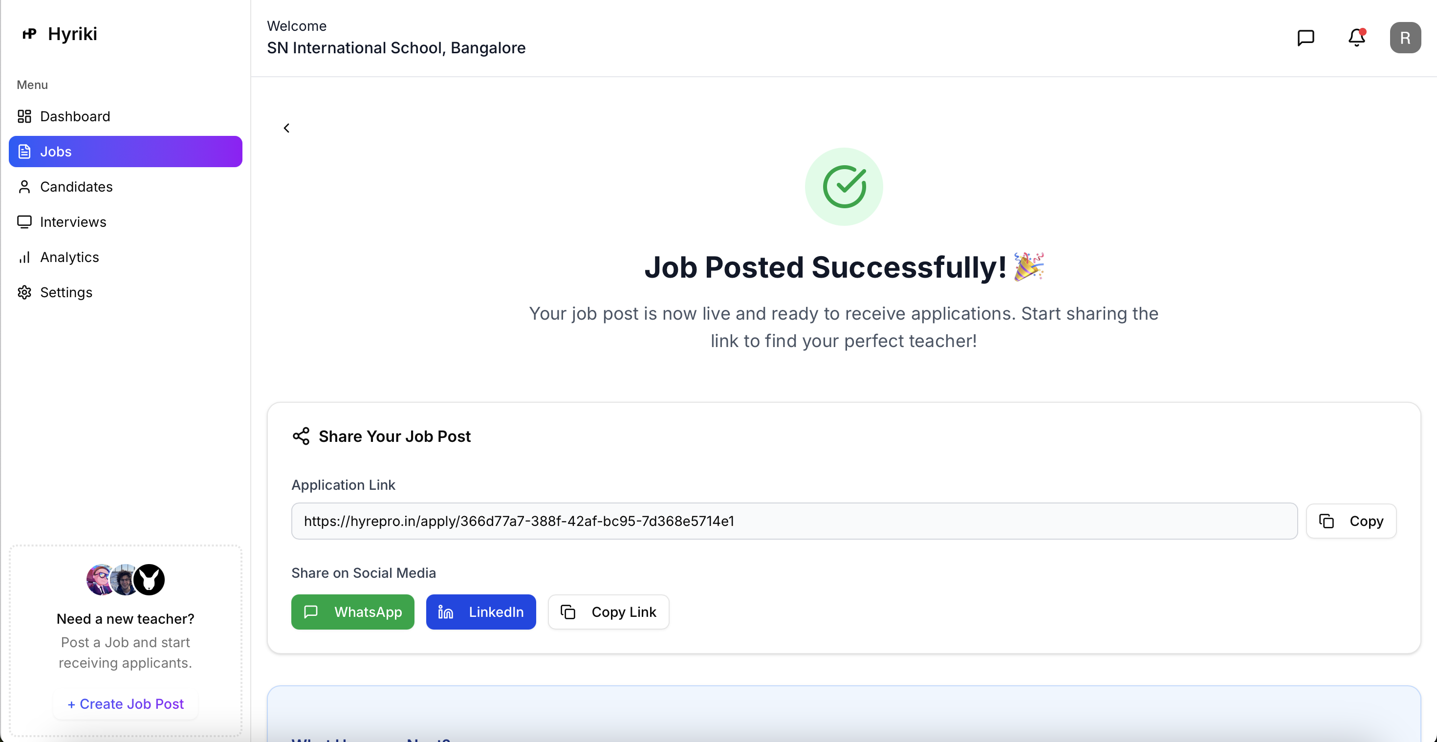 Share with Candidates interface screenshot